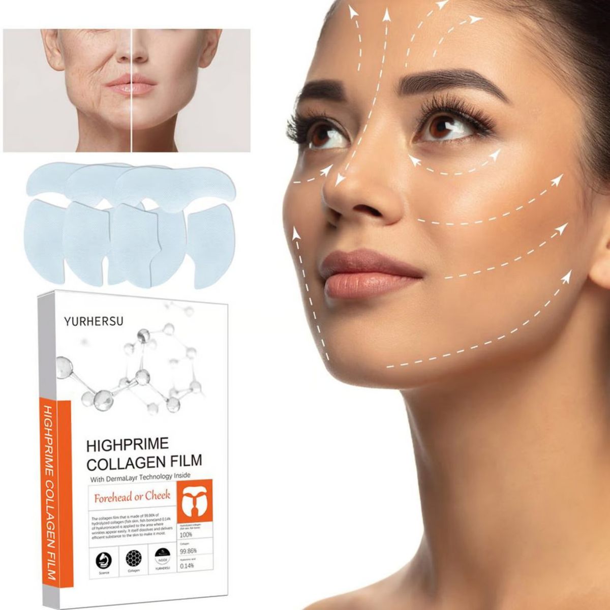 OEM - Parche ANTI-ARRUGA de COLÁGENO para el rostro / 3 set