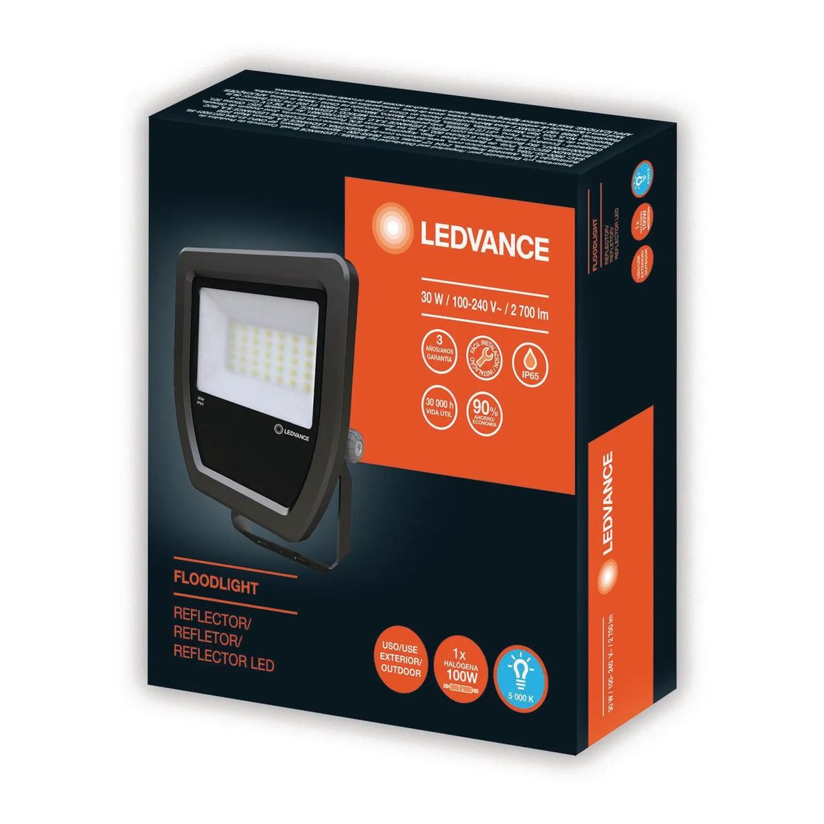 LEDVANCE - Luminaria Led Reflector 30W 5000K 3600Lm Black