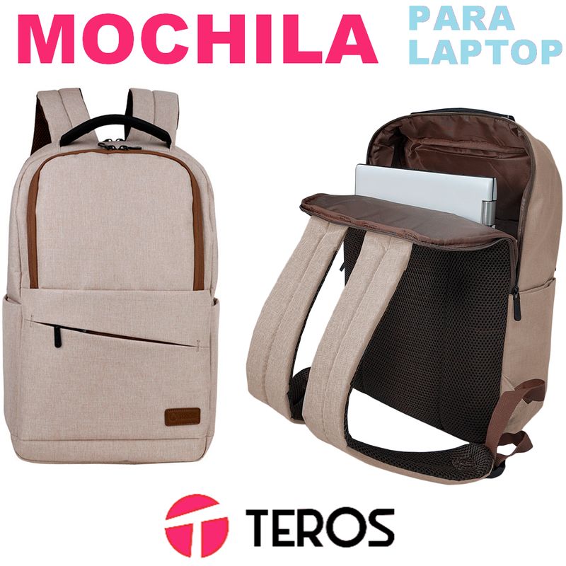 TEROS - MOCHILA para Laptop color BEIGE TEROS TEACS9012BG