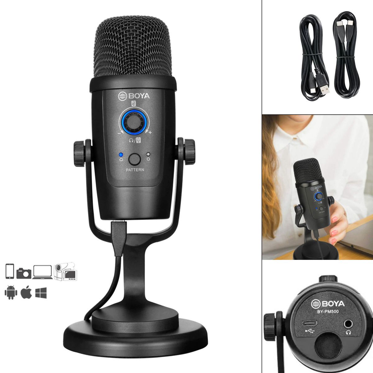 BOYA - BOYA BY-PM500 Micrófono PodCast para estudio musical locución laptops