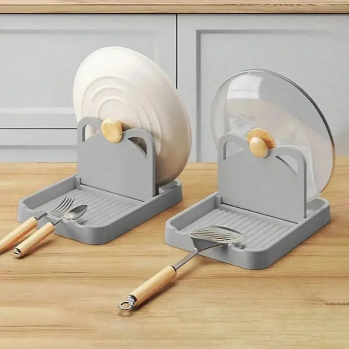 GENERICO - Soporte de tapa de olla y utensilios COLOR PLOMO