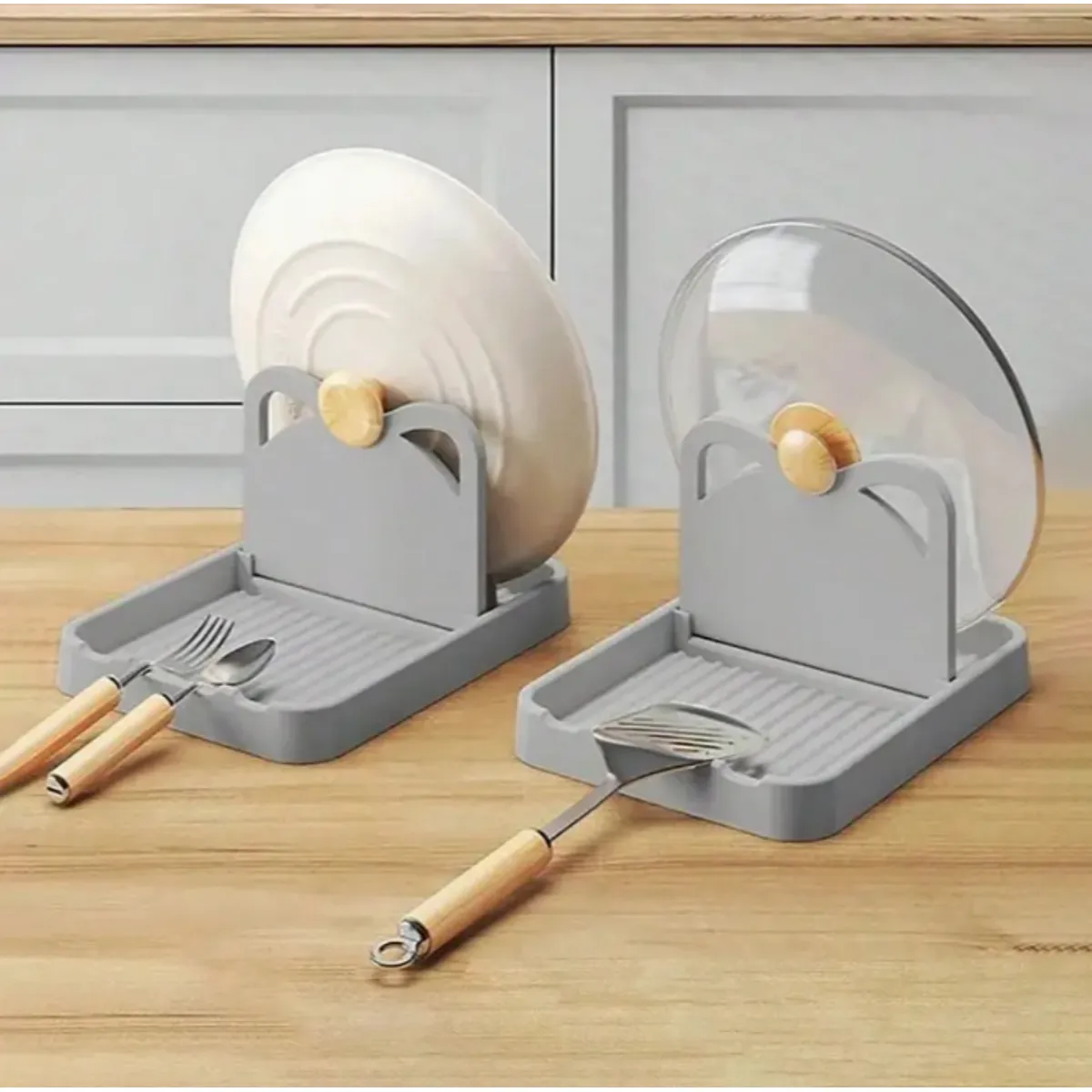 GENERICO - Soporte de tapa de olla y utensilios COLOR PLOMO