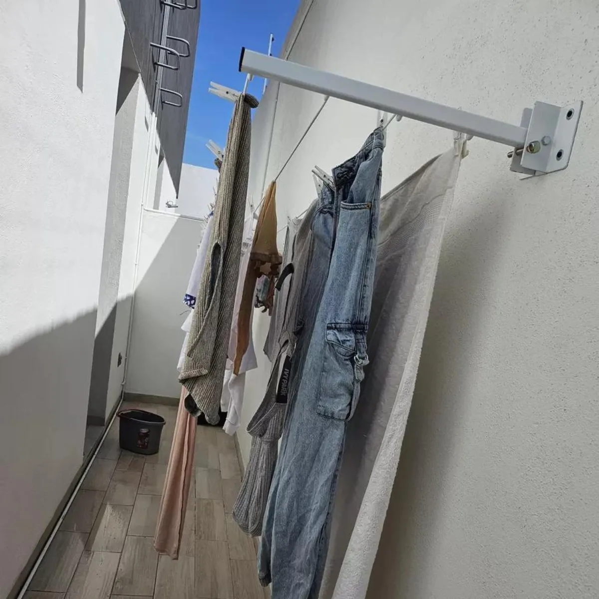 GENERICO - Tendedero Tendal Retráctil Ropa  Metálico 4 líneas blanco