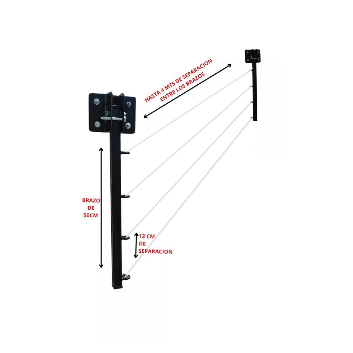 GENERICO - Tendedero Tendal Retráctil Ropa  Metálico 4 líneas blanco