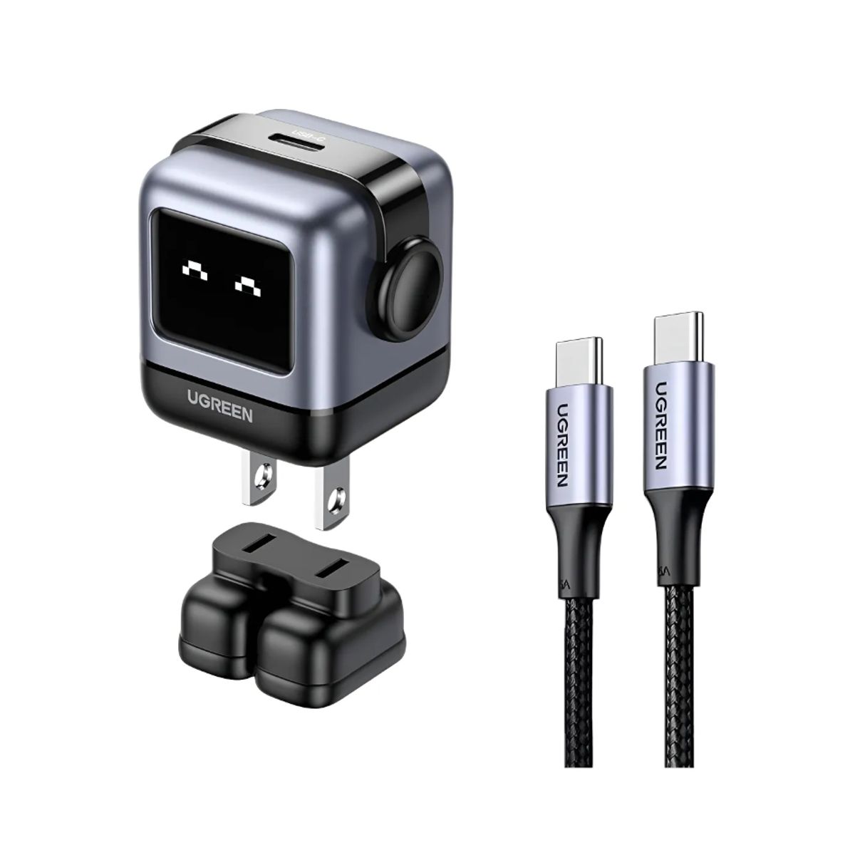 UGREEN - Cargador UGREEN Robot 30 Watts Tipo-C mas Cable 60watts Carga Rapida