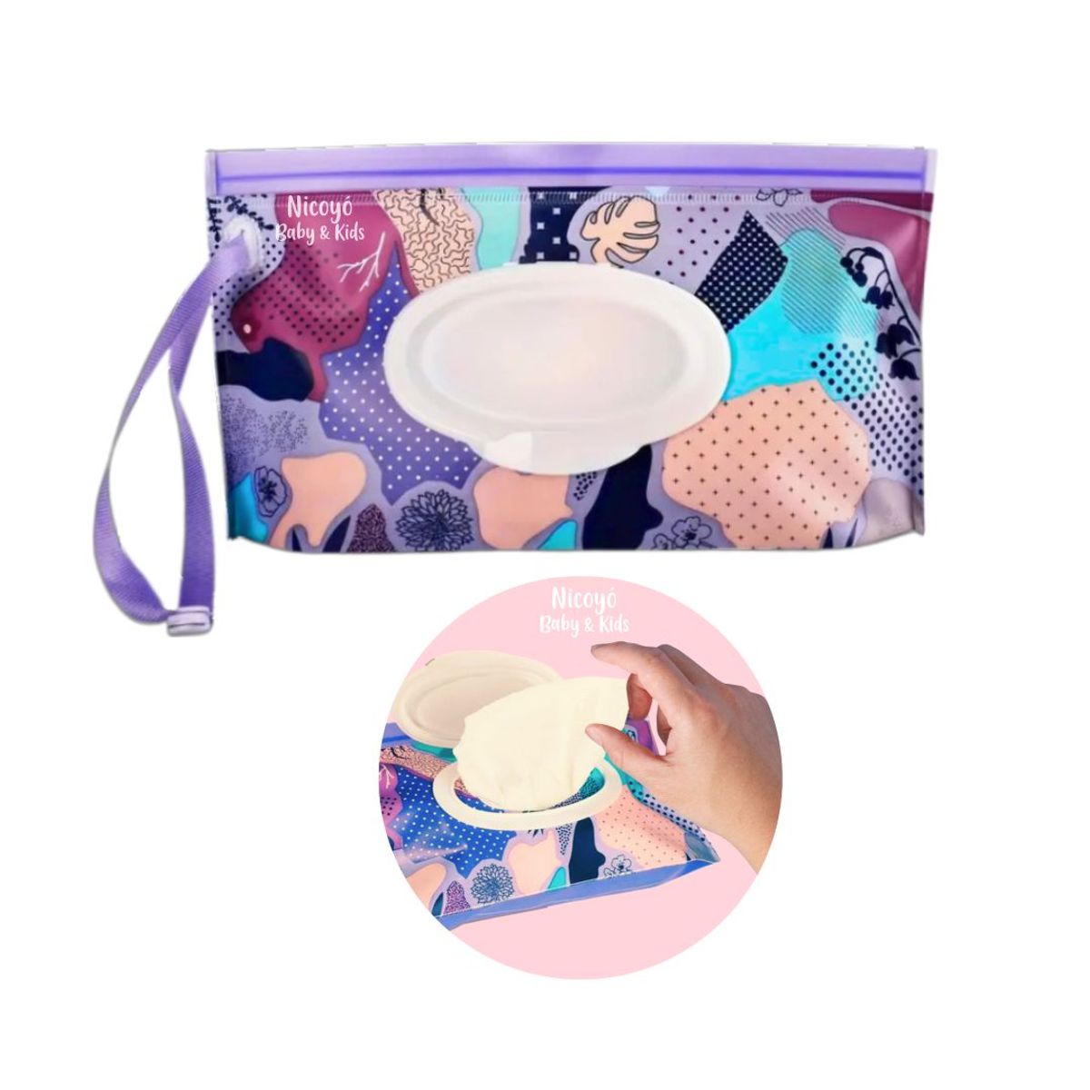 GENERICO - Porta Toallitas Húmedas en Forma de Sobre - Morado Floral