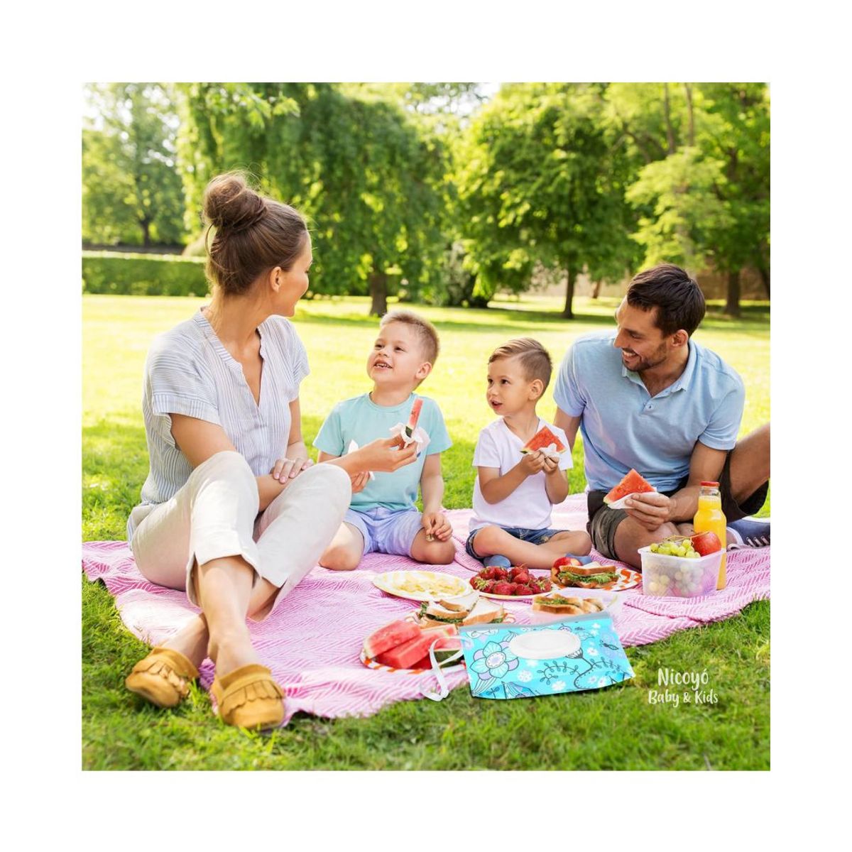 GENERICO - Porta Toallitas Húmedas en Forma de Sobre - Turquesa Floral