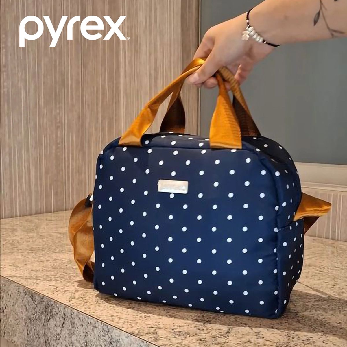 PYREX - Lonchera Ejecutiva Pyrex Azul Jaspeado C Taper Red 400 ML