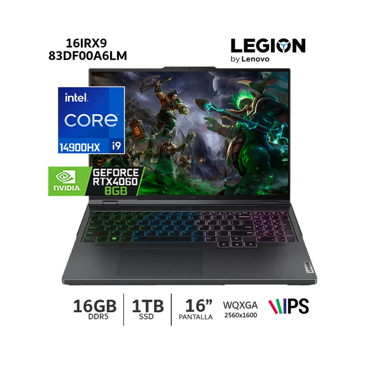 LENOVO - Lenovo Legion Pro 5 16IRX9 Core i9-14900HX 14va Gen/ 24 núcleos/ RTX4060/ 16GbRam/1Tb SSD-83DF00A6LM