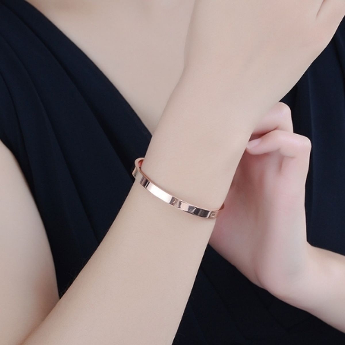 GENERICO - Puñera Pulsera Bangle Mujer Baño Oro Rosa Pulida