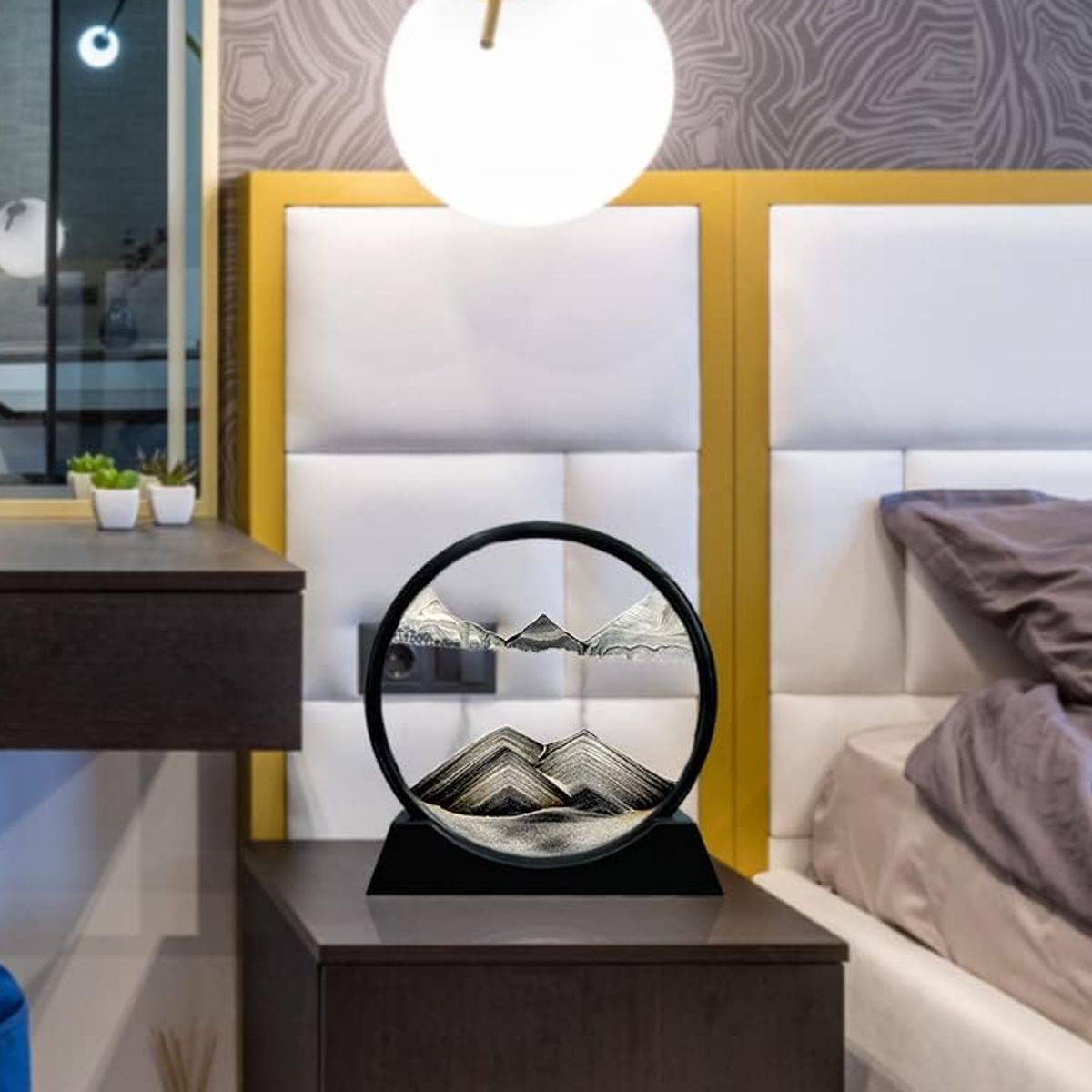 GENERICO - ADORNO TIPO RELOJ ARENA 3D MOVIMIENTO EXTRA PREMIUM NEGRO