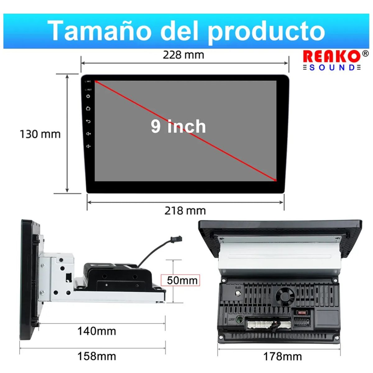 GENERICO - Estéreo Pantalla 1 Din 9 Pulgadas 4+32g Carplay Gps Cámara