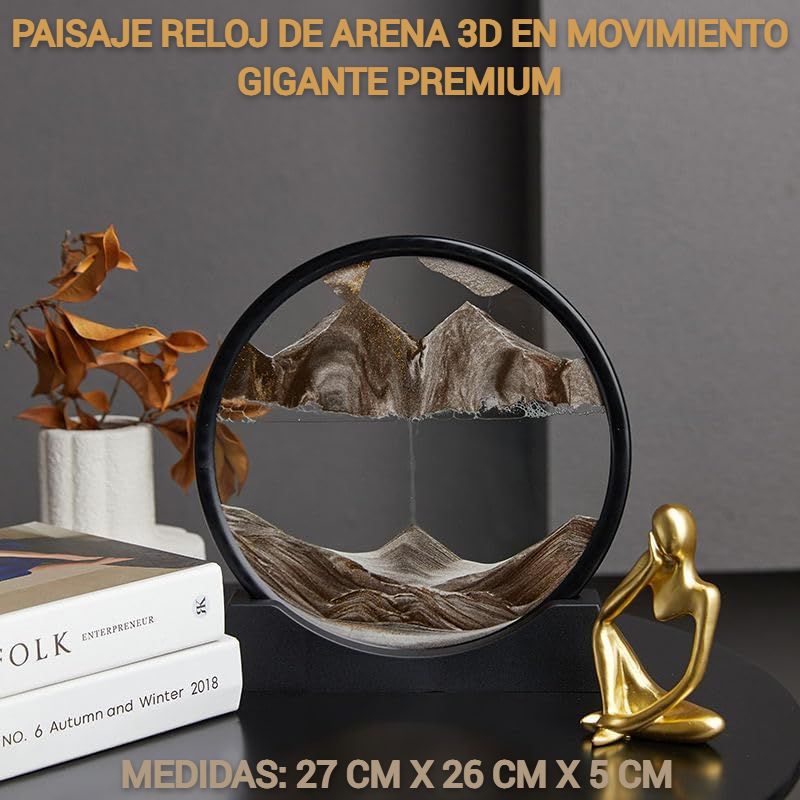 GENERICO - ADORNO TIPO RELOJ ARENA 3D MOVIMIENTO EXTRA PREMIUM MARRÓN