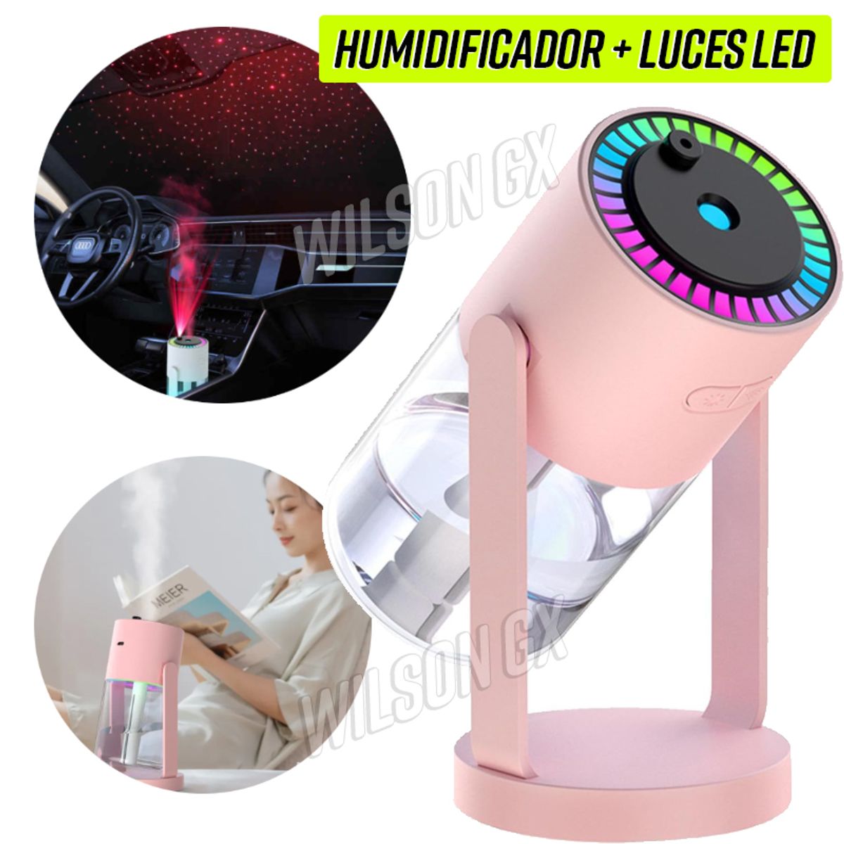 Humidificador para auto y dormitorio con luz led difusor aroma USB, marca GENERICO - Foto Principal