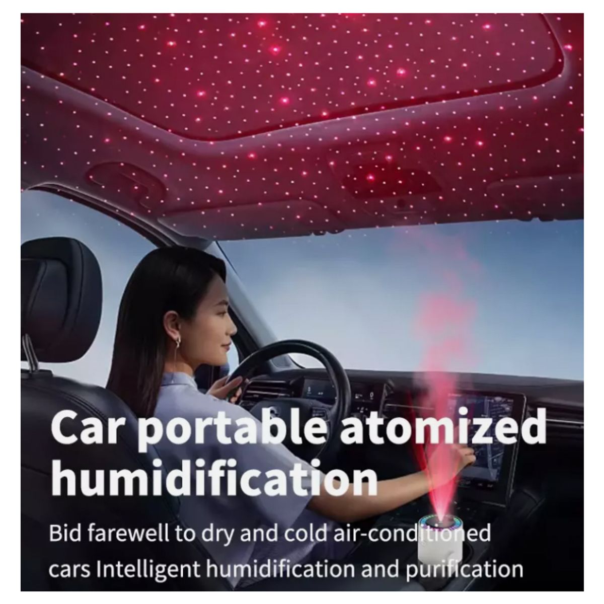 Humidificador para auto y dormitorio con luz led difusor aroma USB, marca GENERICO - Foto 2