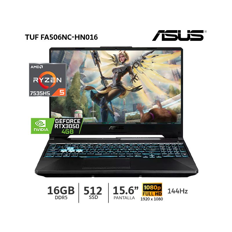 ASUS - Laptop Asus TUF FA506NC-HN016 A15 Ryzen 5 7535HS 16Gb Ram/ 512Gb SSD/ RTX 3050 4GB 15.6" FHD