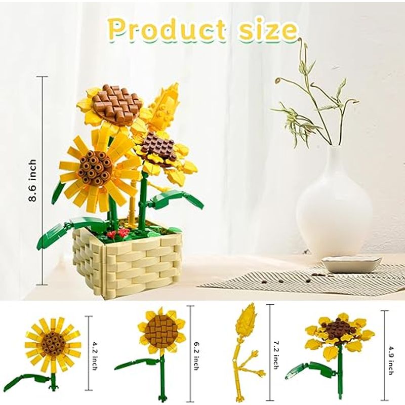 OEM - Bloques de flores en maceta - RAMO DE GIRASOL - 550 piezas