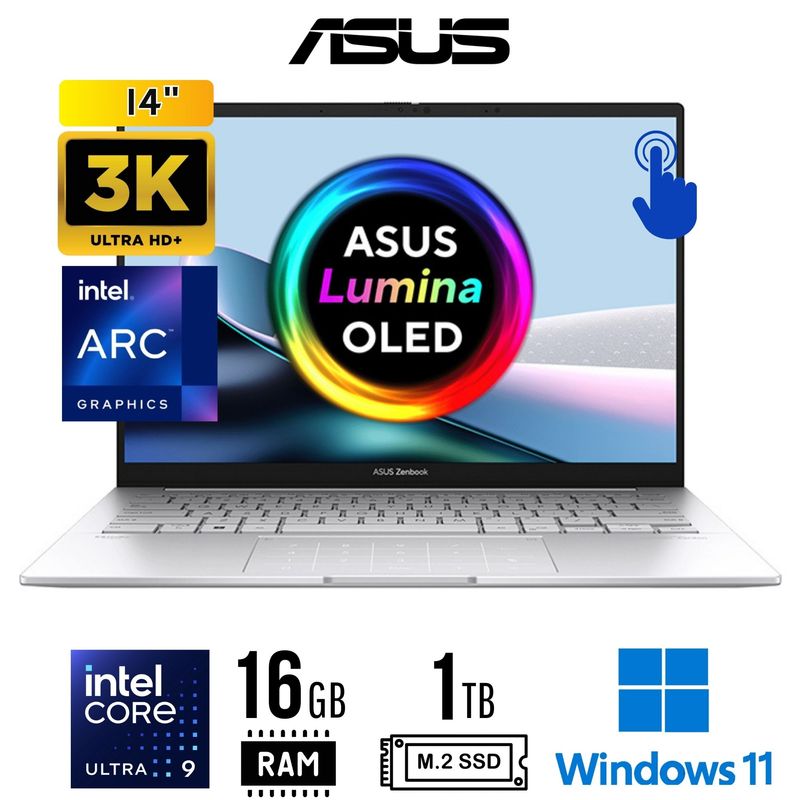 ASUS - LAPTOP ASUS UX3405CA-PZ33, 14" 3K OLED Touch, Core Ultra 9 285H 16GB LPDDR5X 1TB SSD W11
