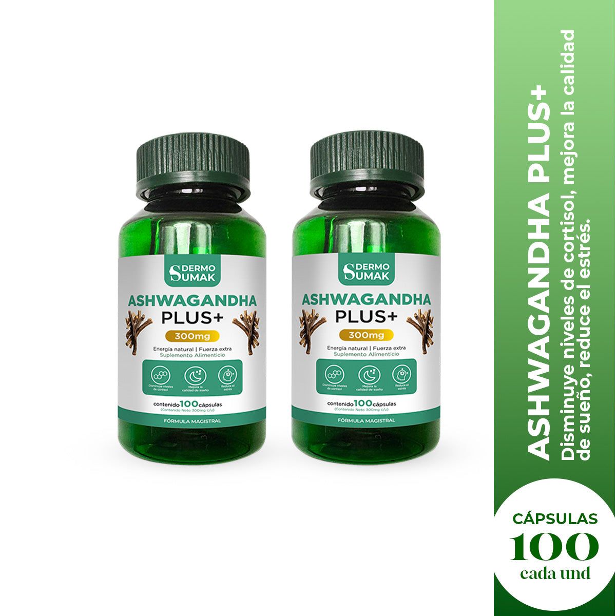 GENERICO - Ashwagandha Plus+ 100 Capsulas Dermo Sumak 2 und