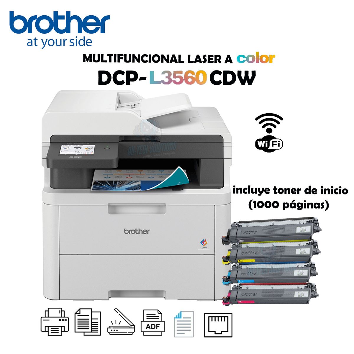 BROTHER - IMPRESORA MULTIFUNCIONAL LASER A COLOR BROTHER DCP-L3560CDW DUPLEX