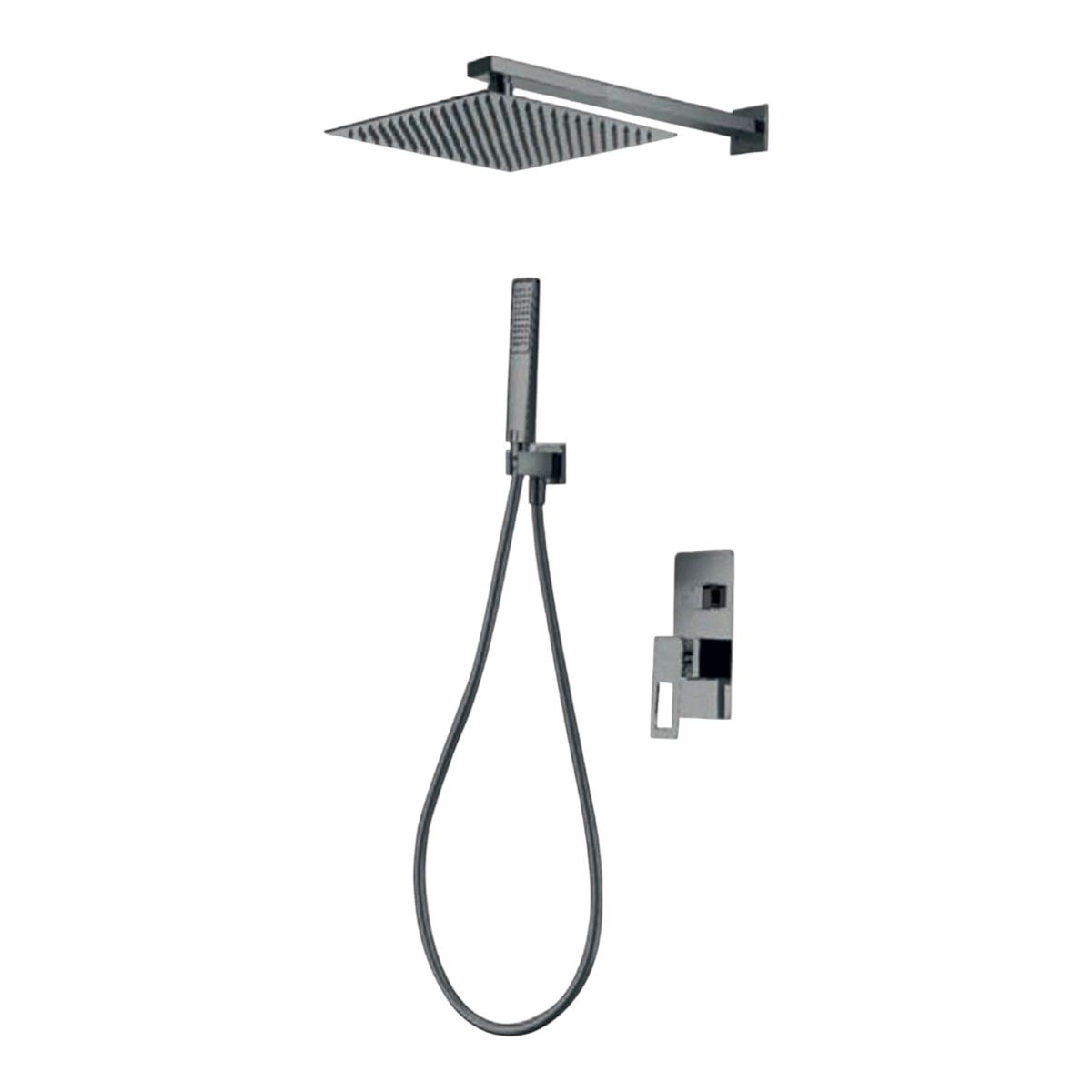 FRATELLI - COMBO Set Mezcladora Ducha 25cm Completo Gun Grey Acero Inoxidable