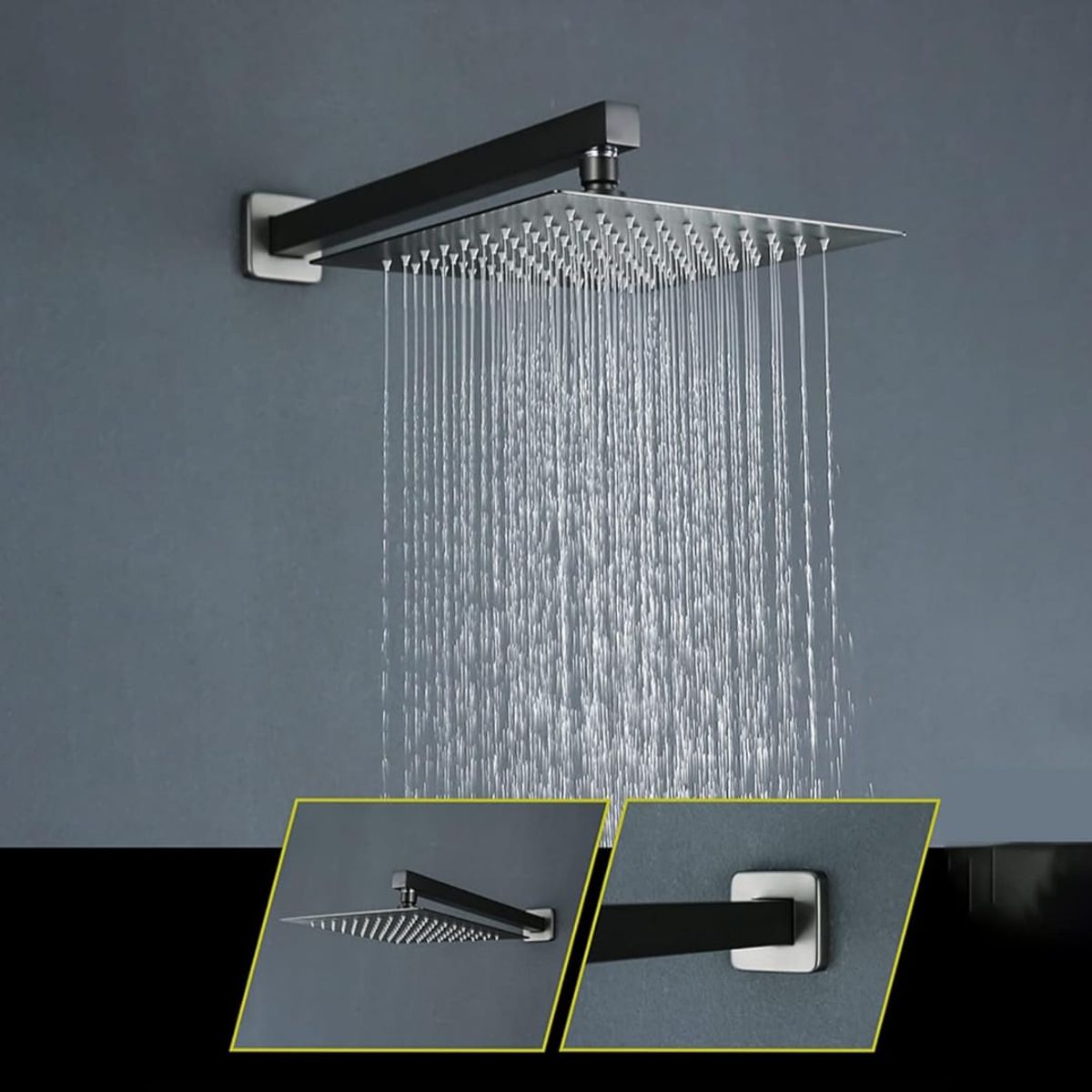 FRATELLI - COMBO Set Mezcladora Ducha 25cm Completo Gun Grey Acero Inoxidable