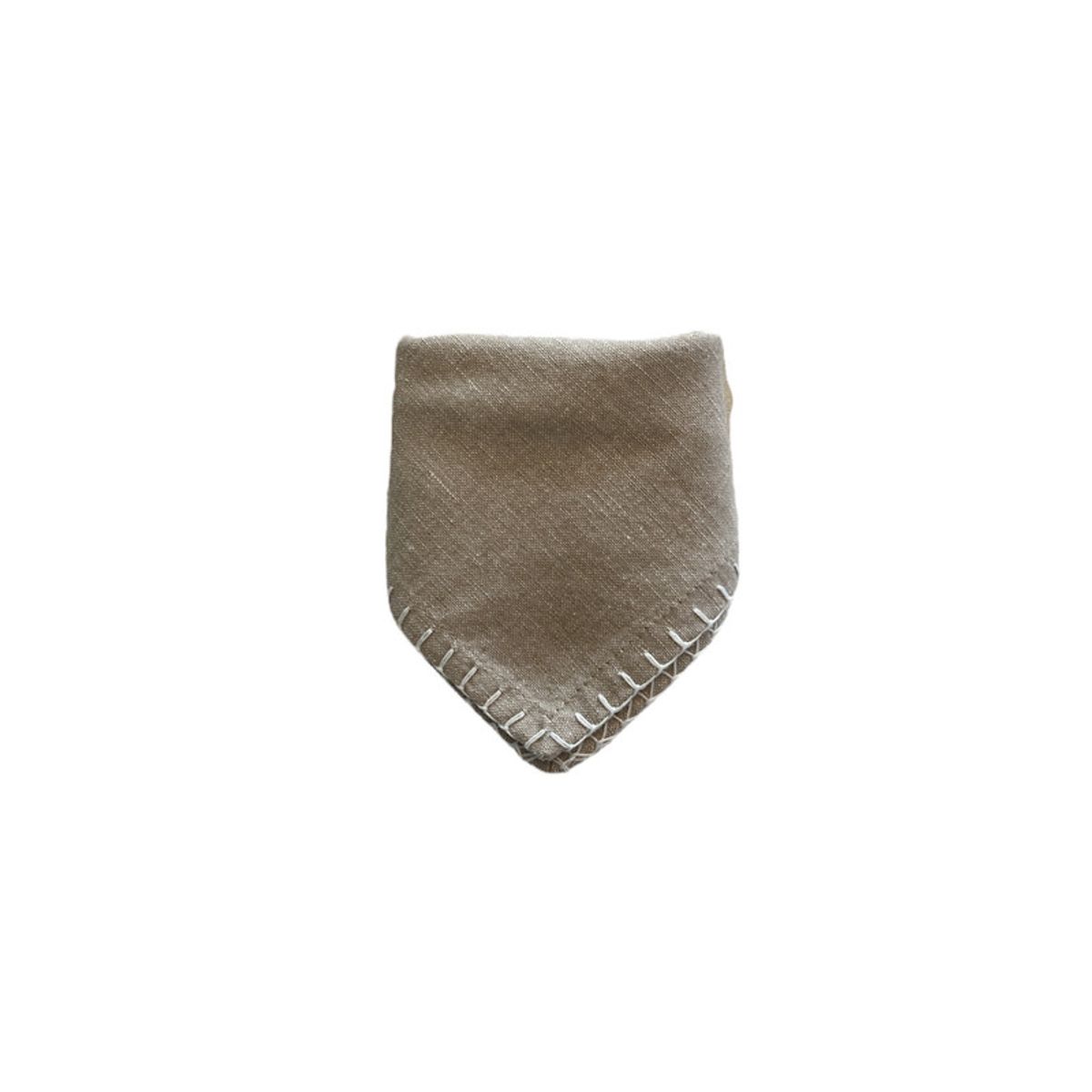 D'MESA - Set de 4  beige algodón con pespunte blanco elegante