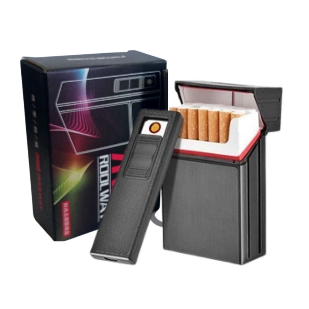GENERICO - Cigarrera + Encendedor Portátil Recargable Diseño Elegante