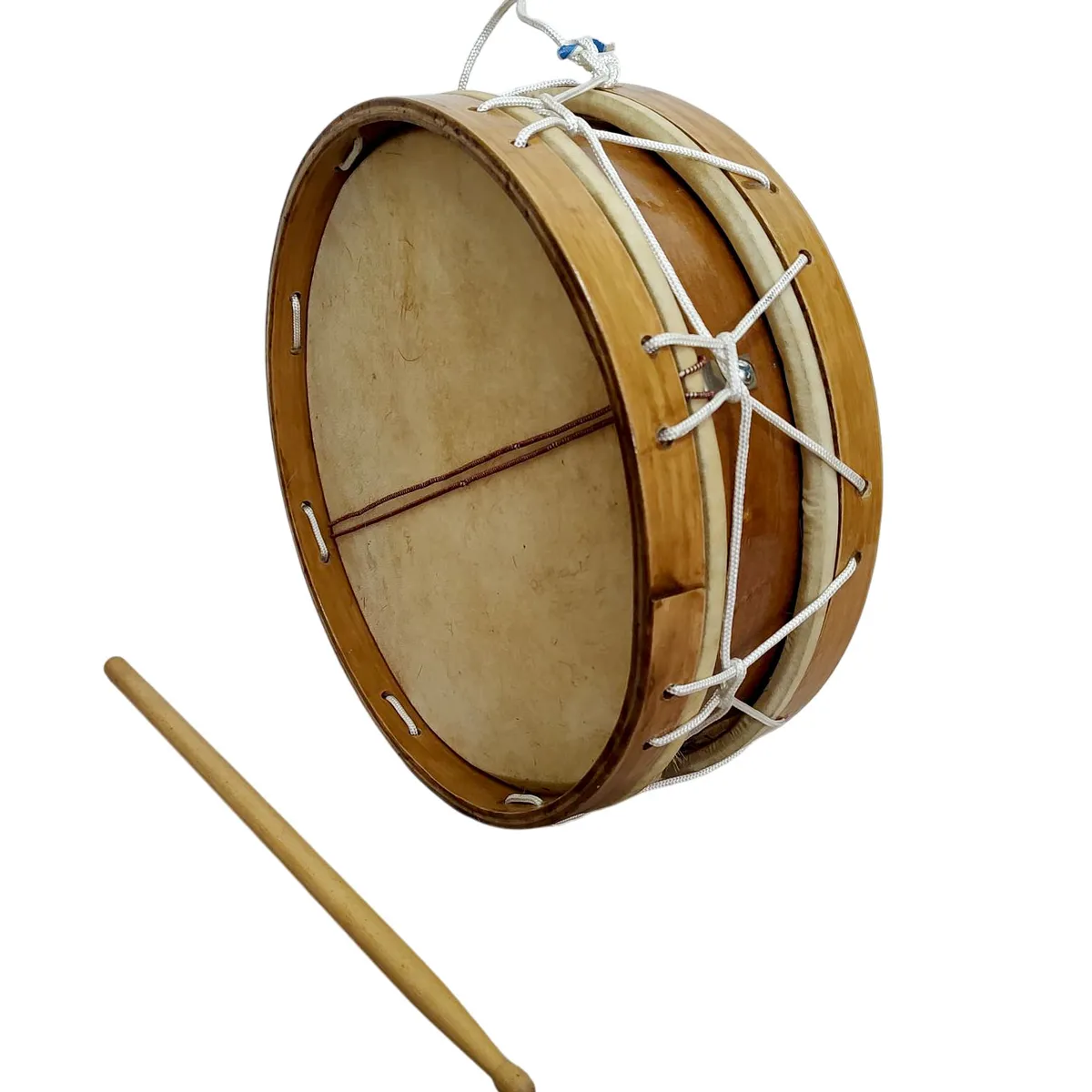 GENERICO - Instrumento Percusion Tambor Tinya con Cuero y Baqueta