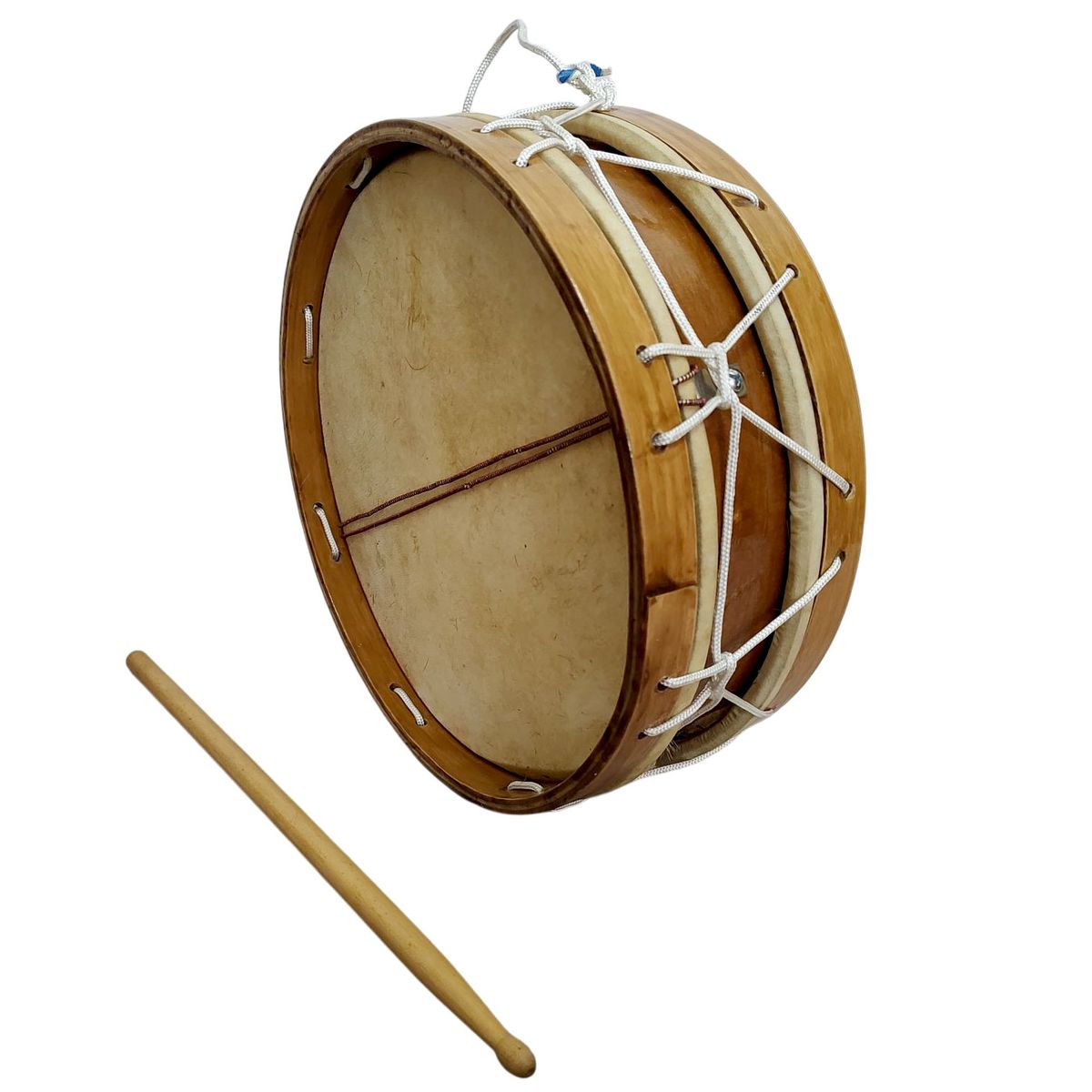 GENERICO - Instrumento Percusion Tambor Tinya con Cuero y Baqueta