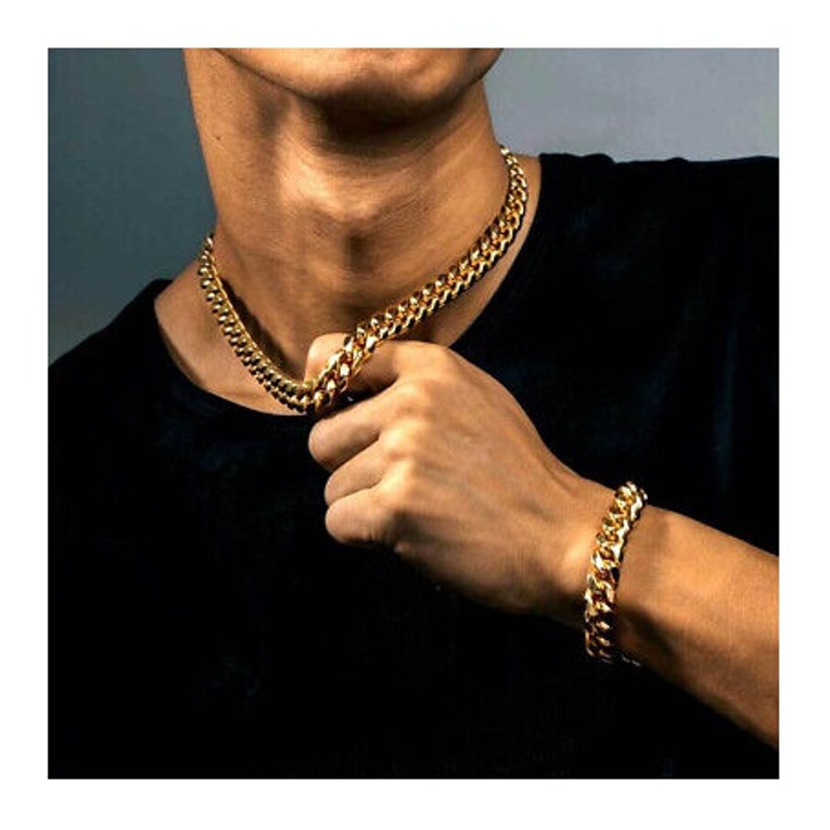 OEM - CADENA + PULSERA HOMBRE ESLABON GRUESO SET ACERO INOXIDABLE 316L