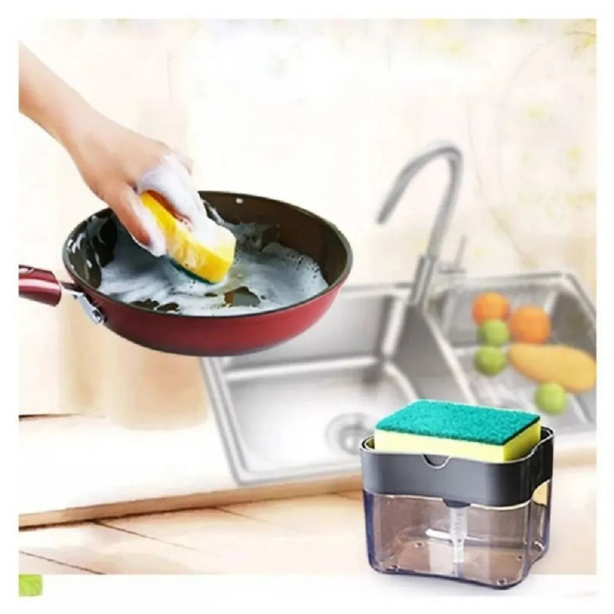 GENERICO - Dispensador de Jabón Líquido Ayudin con Esponja - Soap Pump