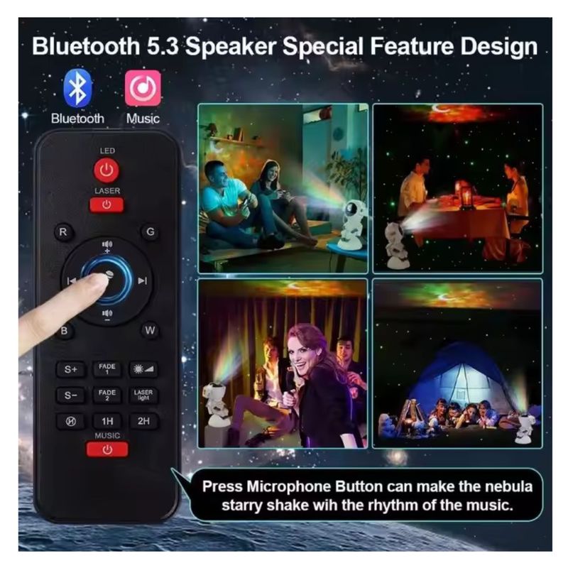 GENERICO - PARLANTE PROYECTOR DE LUZ ASTRONAUTA  CON BLUETOOTH