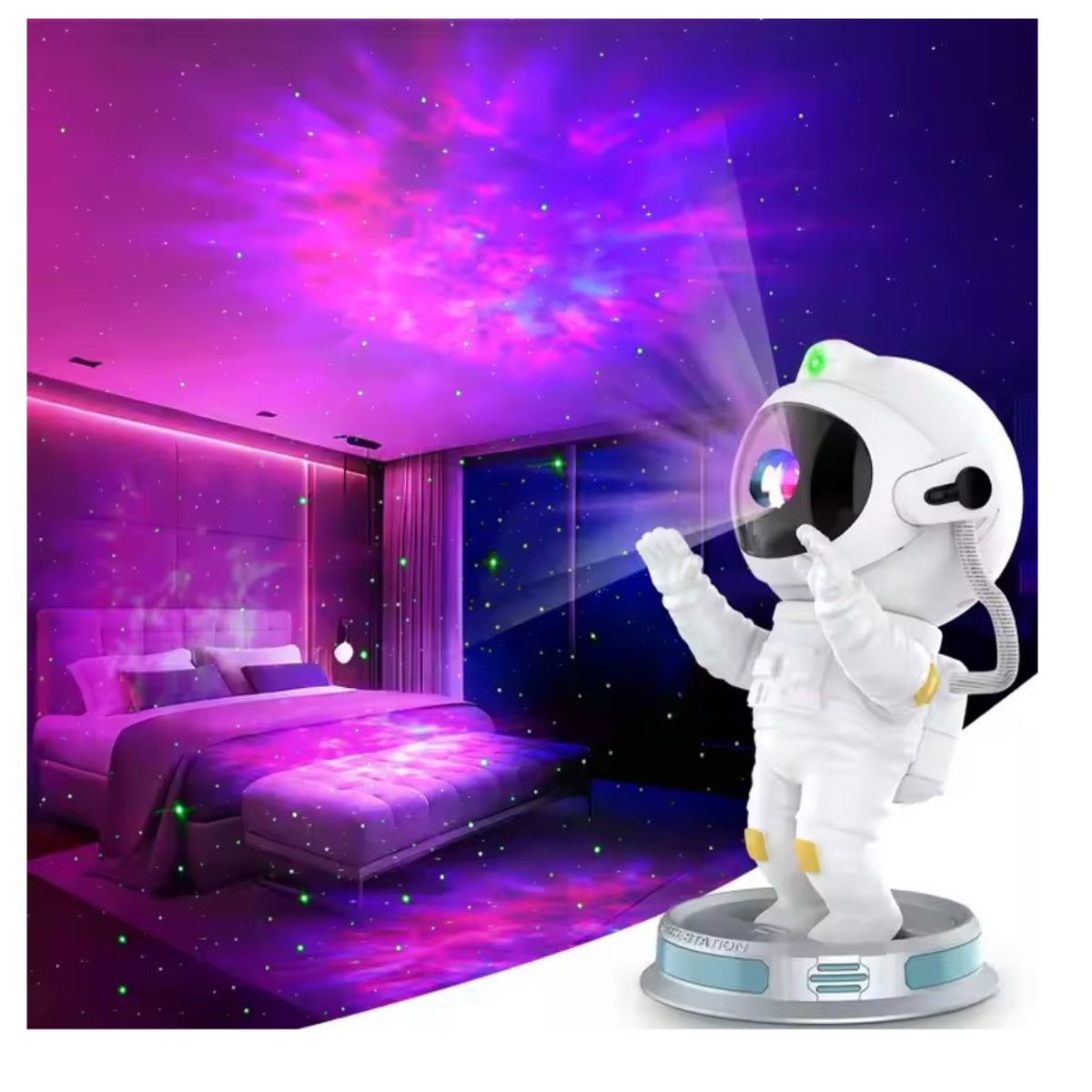 GENERICO - LAMPARA  PROYECTOR  ASTRONAUTA LUZ NOCTURNA  NEBULOSA