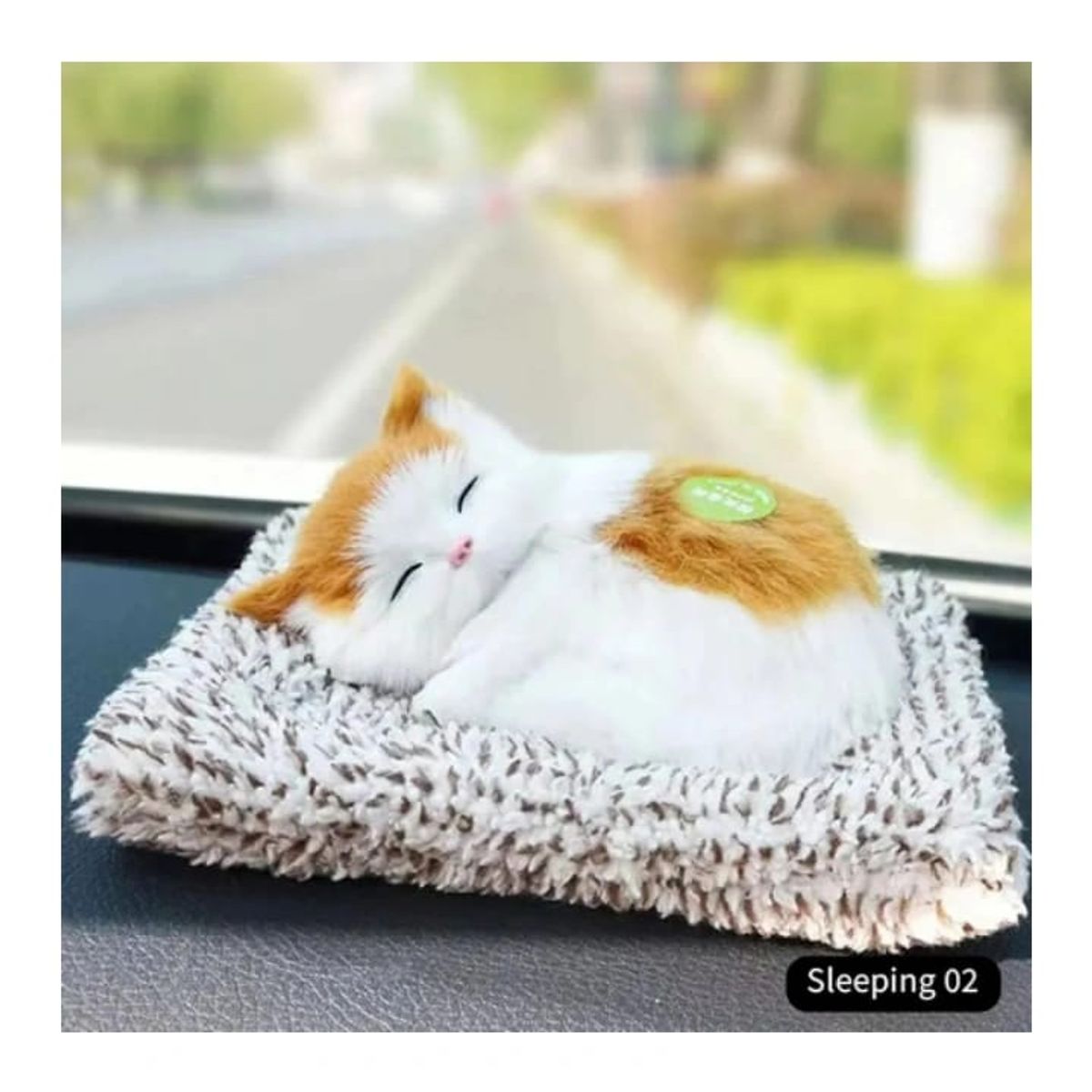 GENERICO - ADORNO GATO PARATABLERO BLANCO CON MOSTAZA AUTO-CASA-OFICINA