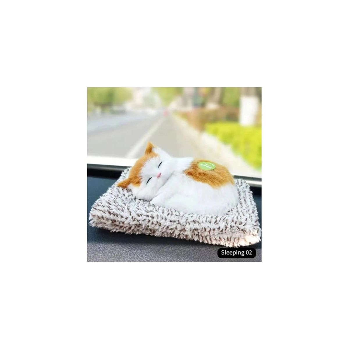 GENERICO - ADORNO GATO PARATABLERO BLANCO CON MOSTAZA AUTO-CASA-OFICINA