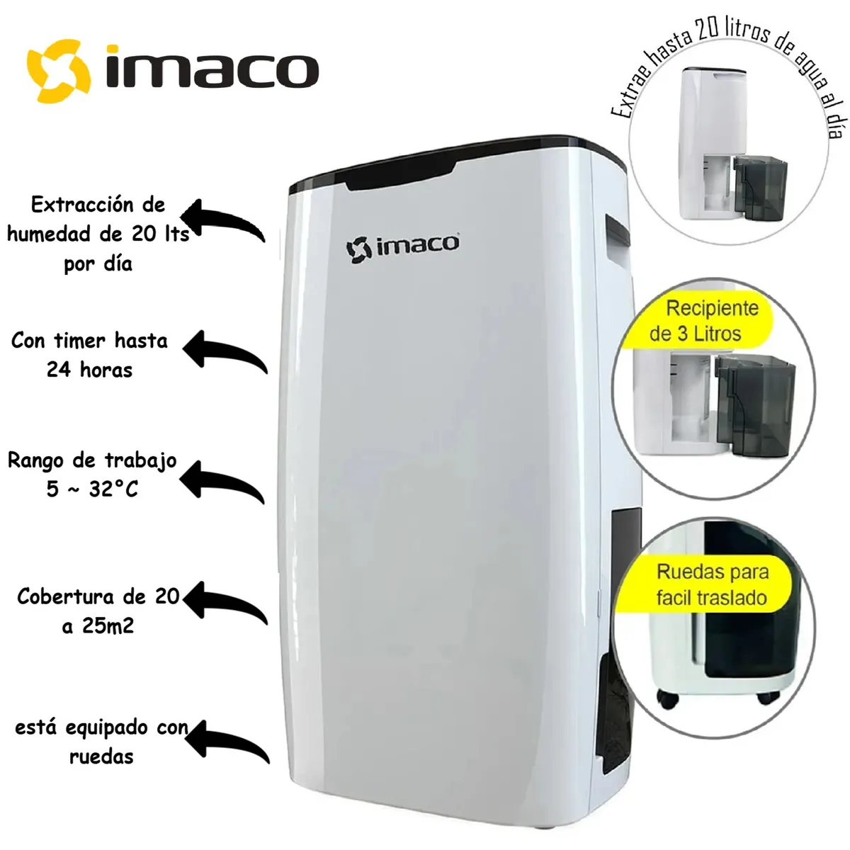 IMACO - Deshumedecedor Digital DHE20 3L Imaco