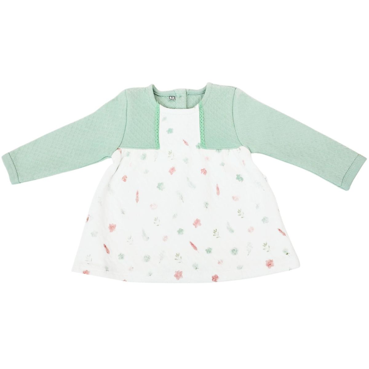 GENERICO - Conjunto Vestido bebé Niña - 3 piezas - Flores - Verde