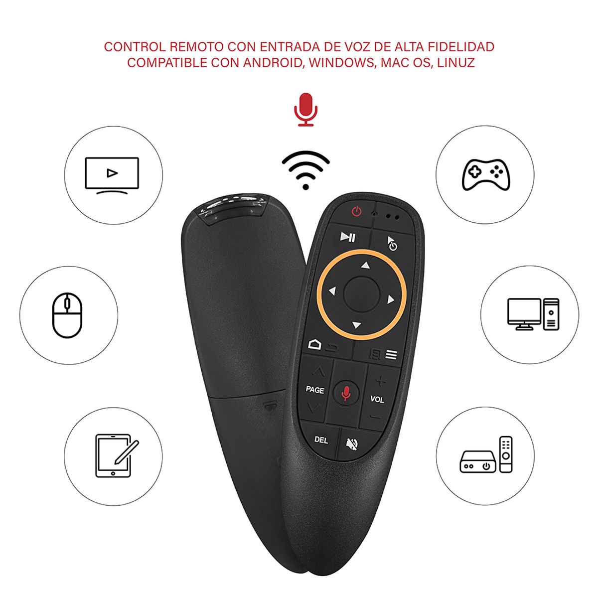 GENERICO - Control Remoto Air Mouse Inalámbrico Con Voz Para Smart TVTV Box y Pc
