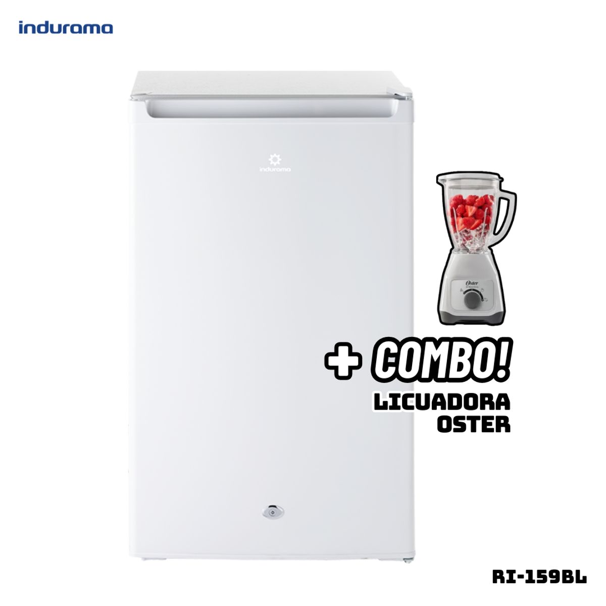 INDURAMA - FRIGOBAR INDURAMA 122 L BLANCO - RI-159BL + LICUADORA OSTER BLANCA