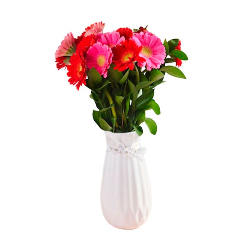 GENERICO - Jarrón Reflejo Romántico - 15 Gerberas Multicolor