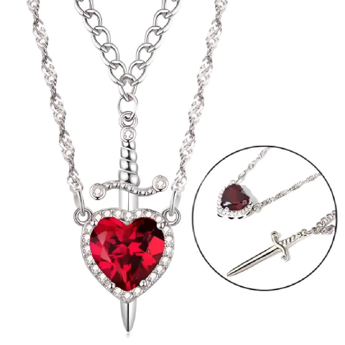 NO LOGO - Collar Con Espada De Corazón Para Parejas