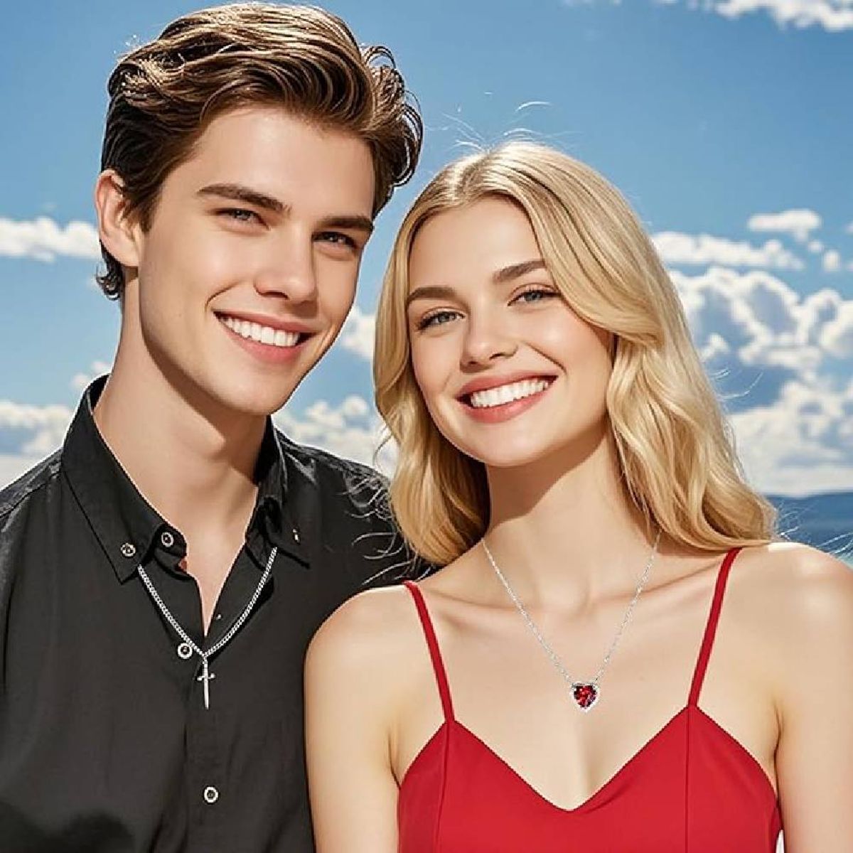 NO LOGO - Collar Con Espada De Corazón Para Parejas