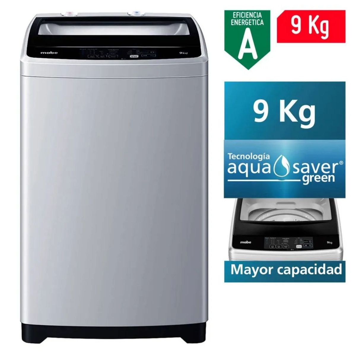 MABE - Lavadora Mabe Automática 9KG Gris LMAP9020WGBB0