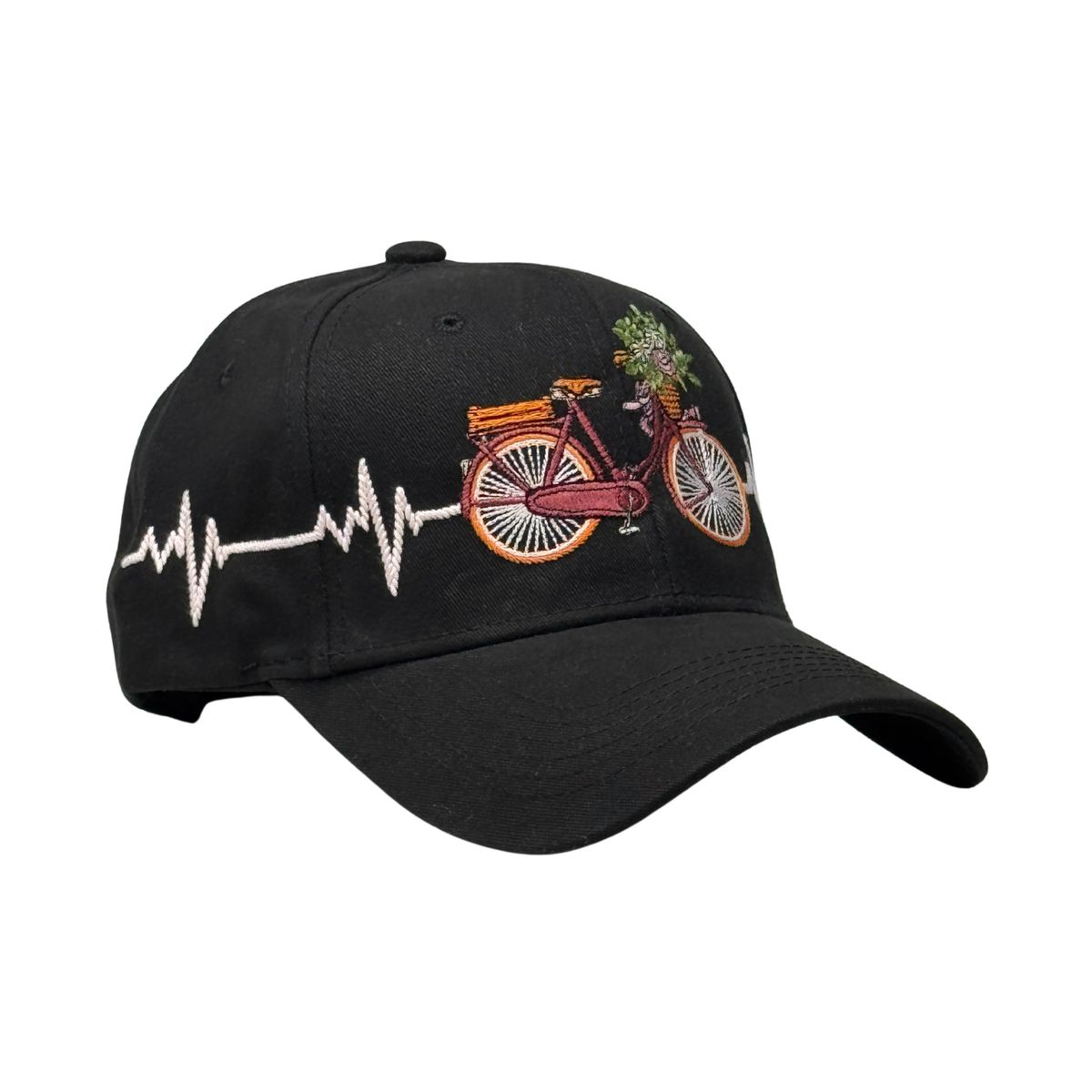 GENERICO - Gorra Unisex de Lona Negra con Bordado de Bicicleta y Visera Curva