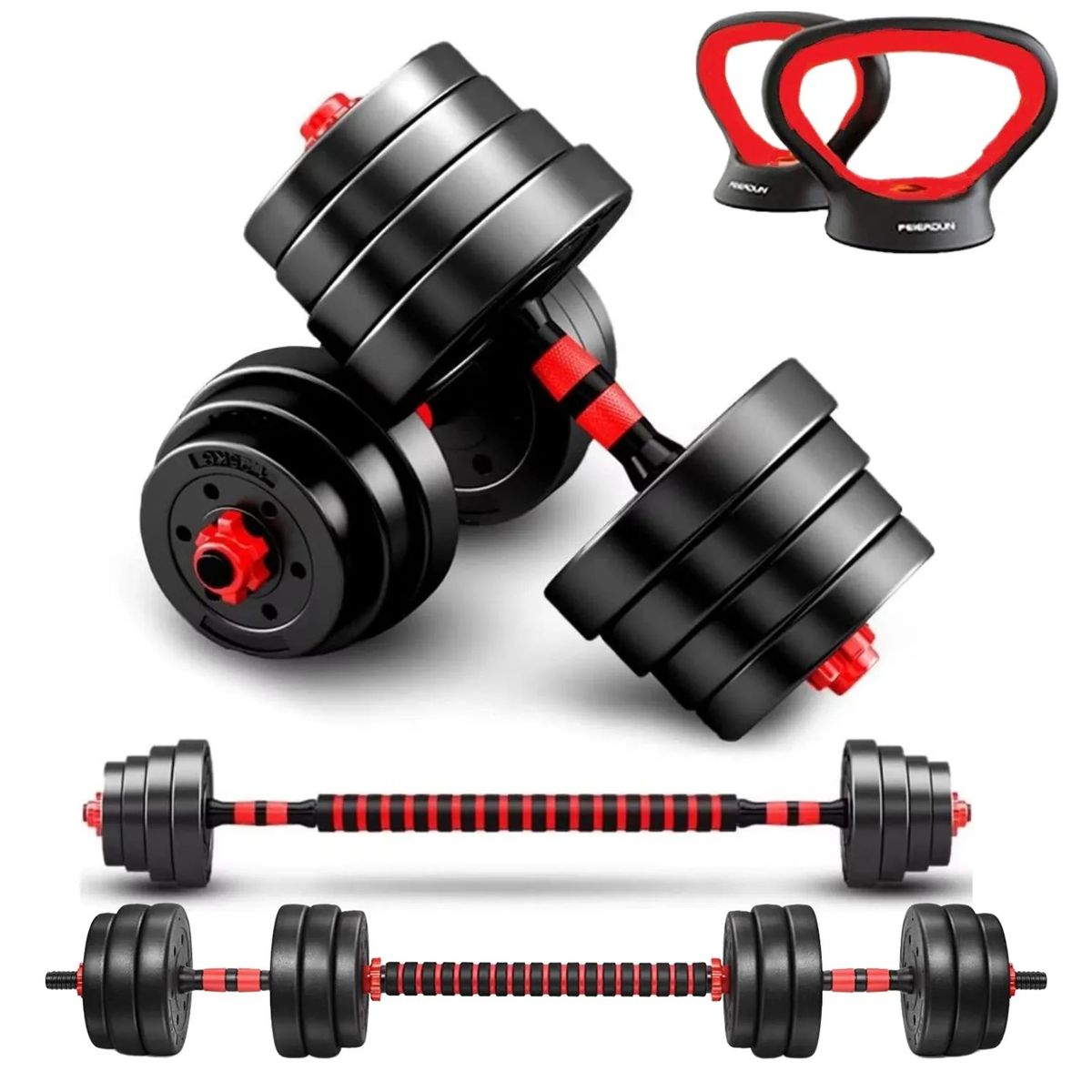 XTREME SPORT - Mancuernas Set de 20 Kg Convertibles + Barra + Asas