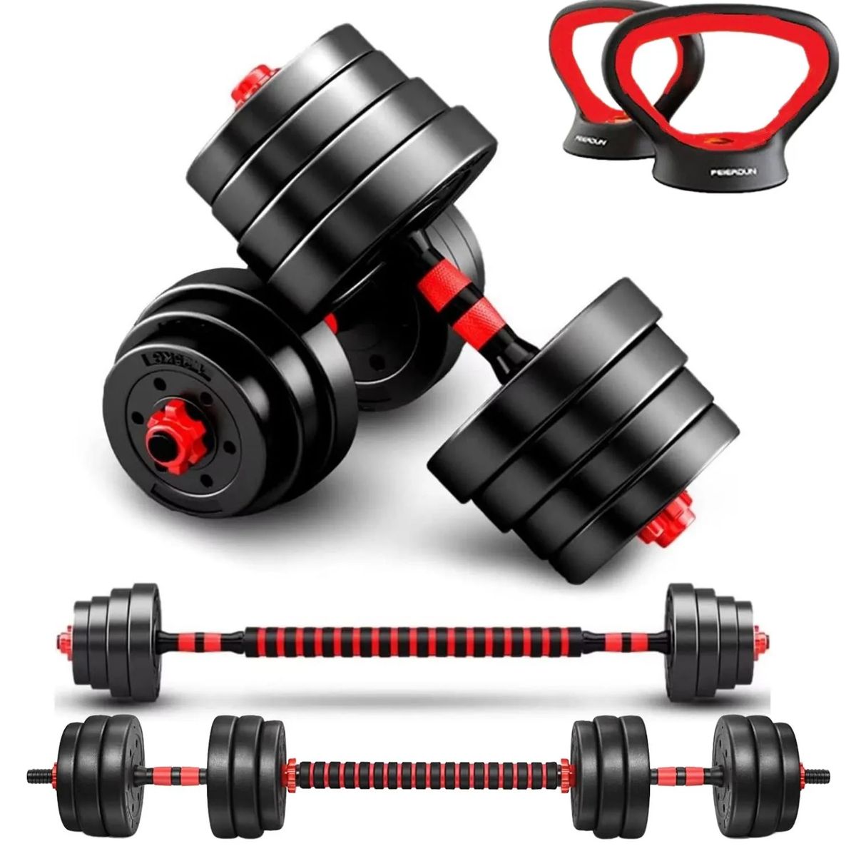 XTREME SPORT - Mancuernas Set de 20 Kg Convertibles + Barra + Asas