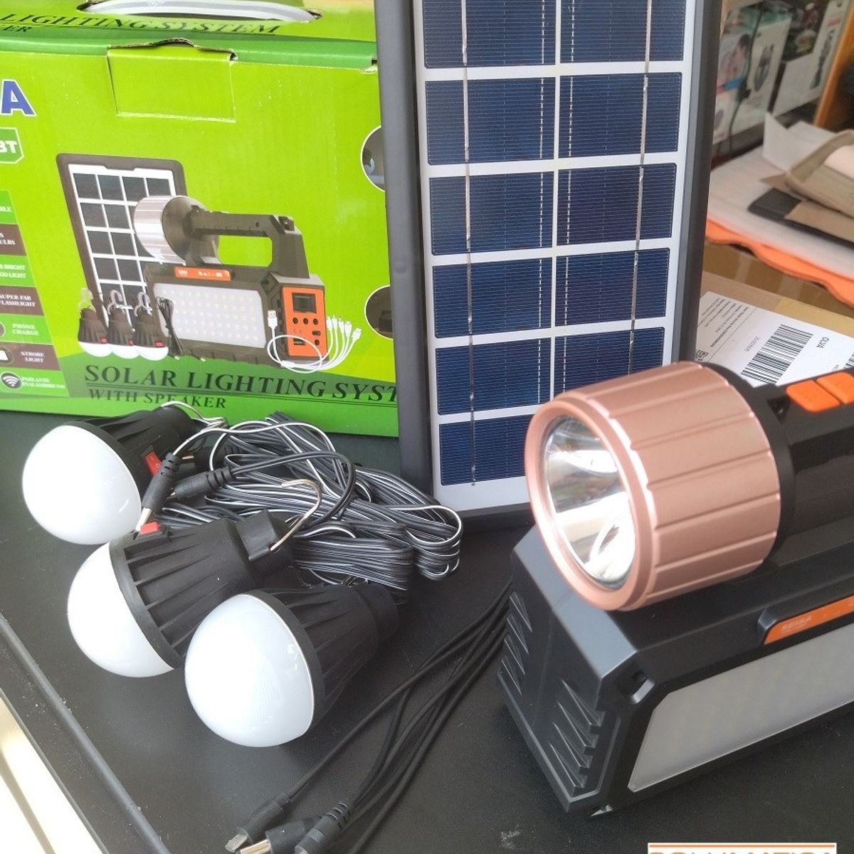 SEISA - Kit Energia solar 5W - Linterna Radio bluetooth y Carga Celulares