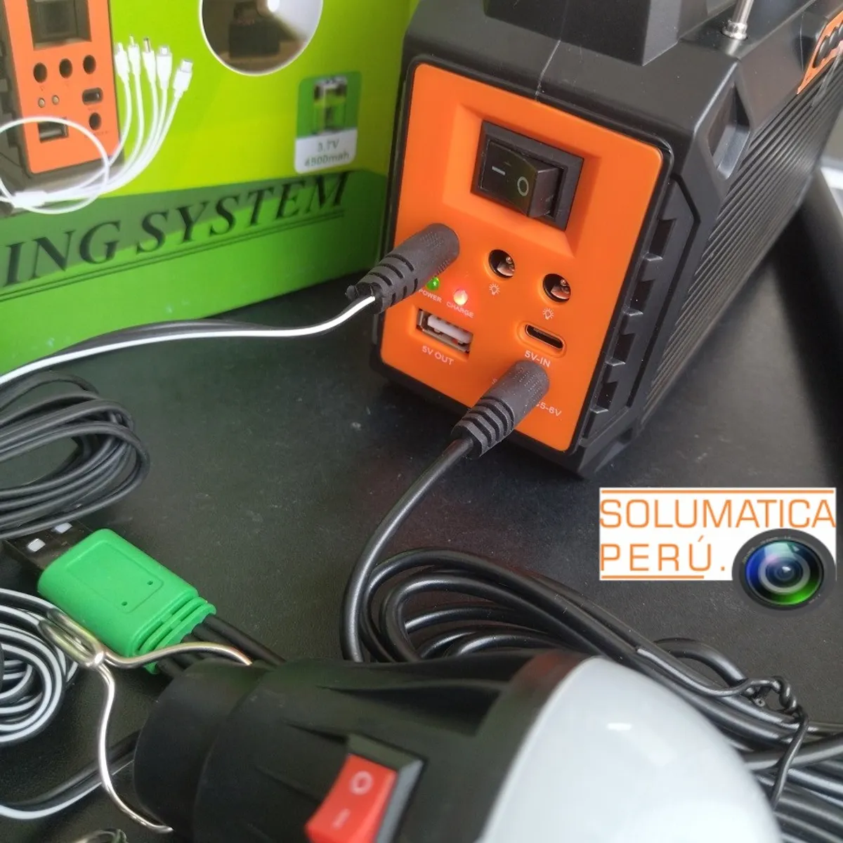 SEISA - Kit Energia solar 5W - Linterna Radio bluetooth y Carga Celulares