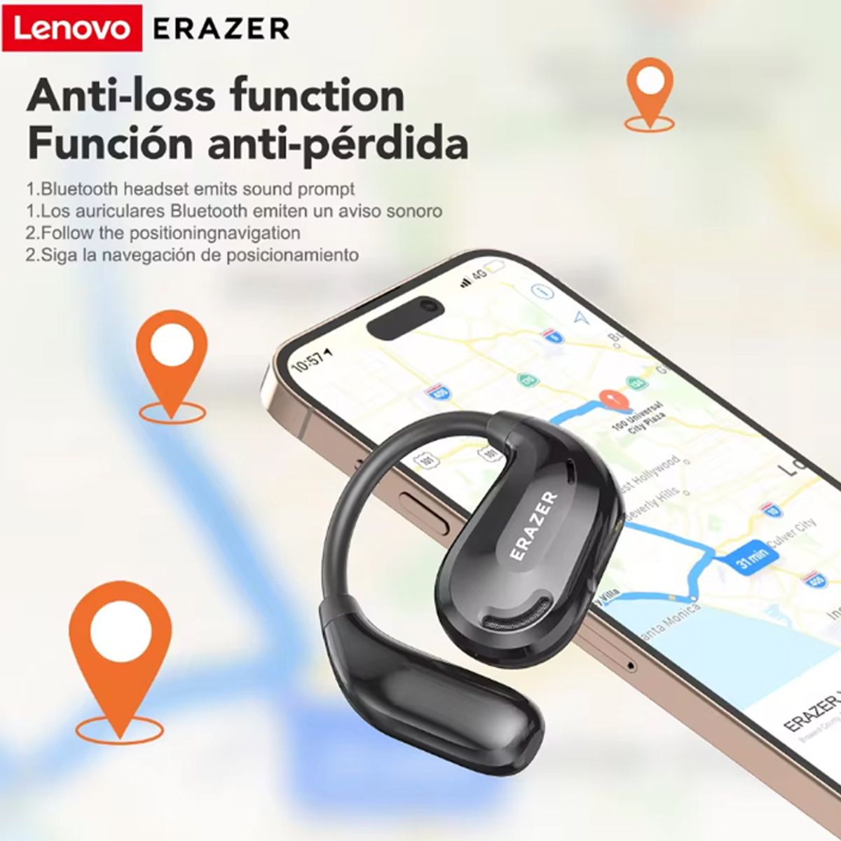 LENOVO - Set 2 Audífonos Lenovo XT66 Pro Tws Bluetooth 5.4 -Blanco y Morado